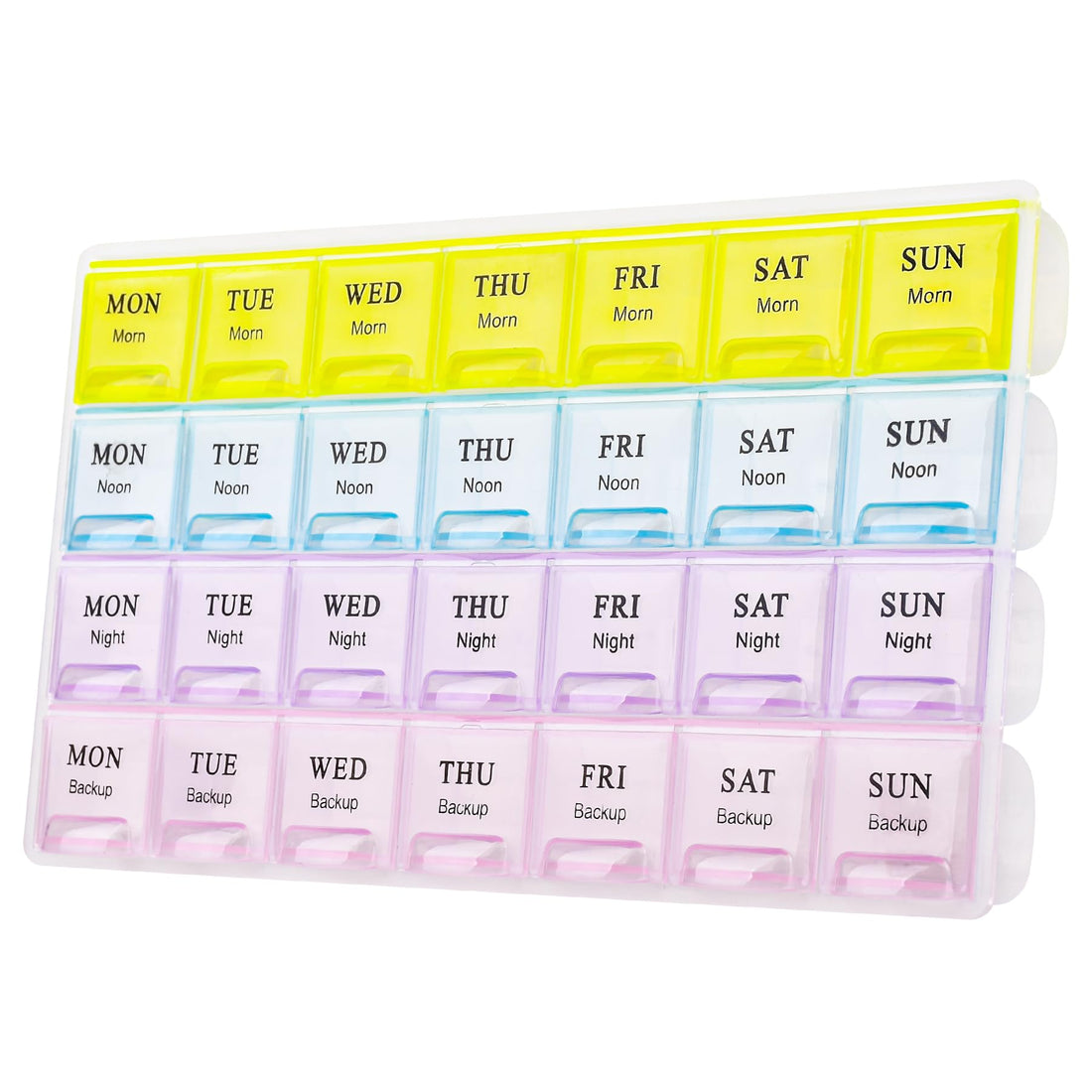 Large Weekly Pill Organizer 4 Times A Day, Moisture-Proof 7 Day Pill Box, Travel Pill Cases Portable for Pills Vitamin Fish Oil Supplements(Yellow)