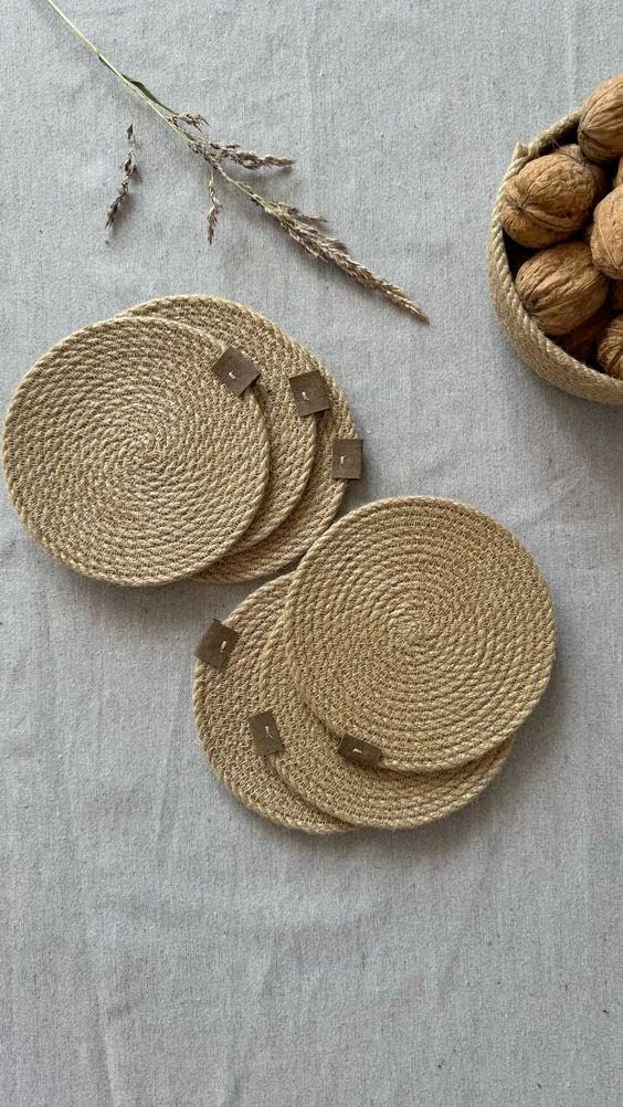 MacrameStore - Set of 6 Coasters 10cm for Cups - Set of 6 Coasters for Coasters