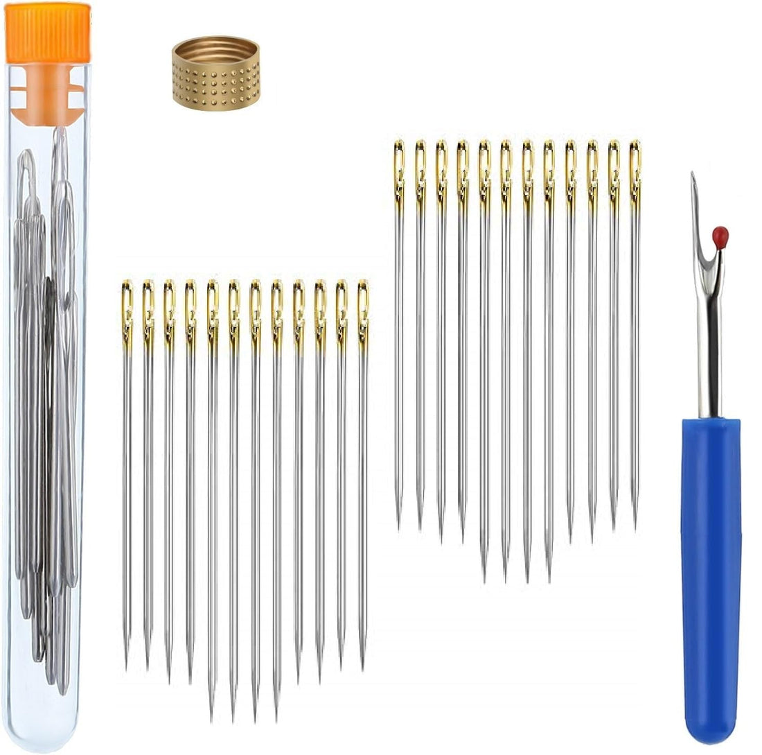 Plan A 26-Piece Complete Sewing Kit, Easy-to-Use Hand Needles with Case, Ring, Thread Remover, Perfect for Hand Sewing, Embroidery, Clothing Repair, Textile Crafts