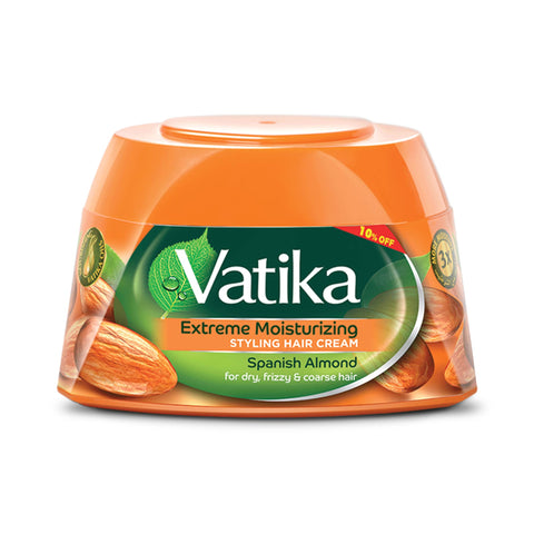 Vatika Naturals Extreme Moisturizing Style Hair Cream (190mL) + 10% OFF | Enriched with Spanish Almond Extracts | For Dry, Frizzy and Coarse Hair