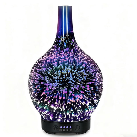 Essential Oil Diffuser Electric Air Diffuser Humidifier for Essential Oils Ultrasonic Aroma Diffuser 120ML Automatic Shut-off for Home Office Spa (3D-Glass)