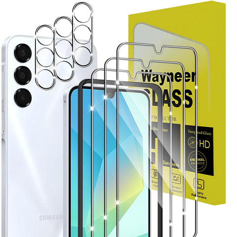 Screen Protector for Samsung Galaxy A16 5G for Tempered Glass with Frame Positioning Aid, Pack of 3 Tempered Glass Screen Protector with 3 Camera Tempered Glass Screen Protector, Anti-Scratch