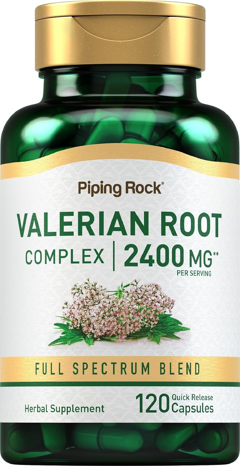 Valerian Root Extract Capsules 2400mg, Natural Sleep Support, Herbal Stress Relief Supplement, 120 Vegan Capsules