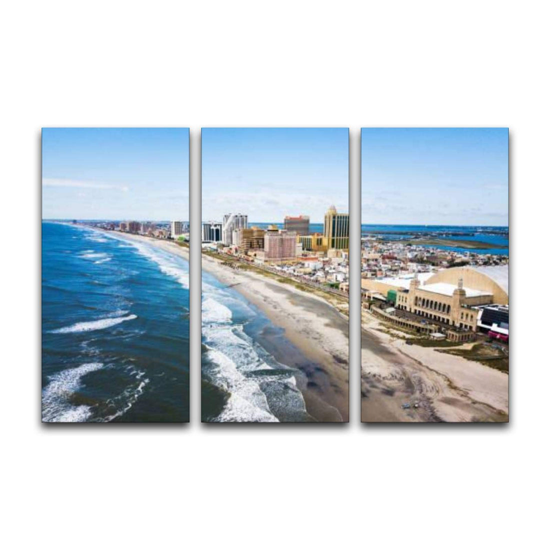 NAENRFERCX 3 Panels Wall Art Pictures Atlantic city waterline aerial Modern Canvas Print Paintings Artwork Framed Posters for Office Home Decor Ready to Hang