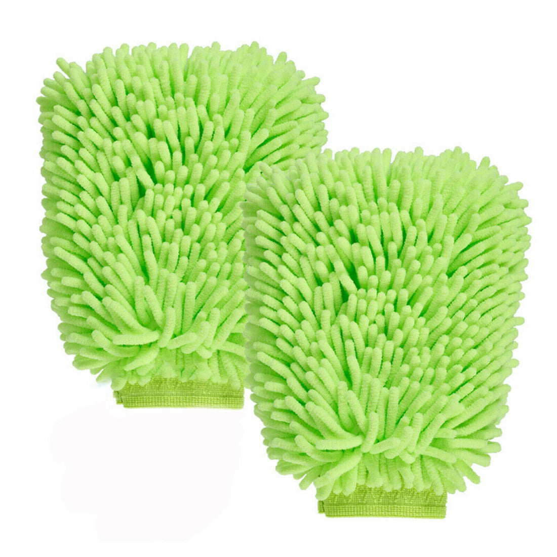 2x Microfibre Mitt - Orange/Green Ultra-Soft Car Wash Mitt for Washing Vehicles, Car Polishing, Windows Cleaning etc - Scratch Free Microfiber Mitt Car Wash Gloves
