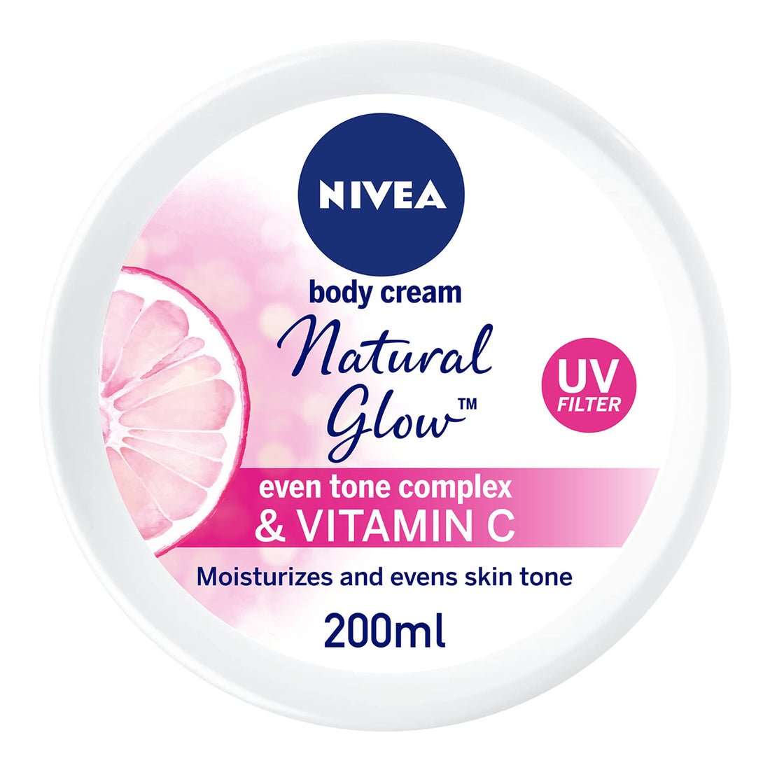 NIVEA Body Cream Even Tone, Natural Glow Complex & Vitamin C, All Skin Types, Jar 200ml