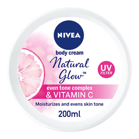 NIVEA Body Cream Even Tone, Natural Glow Complex & Vitamin C, All Skin Types, Jar 200ml
