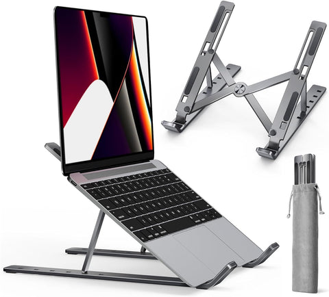 Laptop Holder Stand With Six Angles Adjustable Aluminum Compatible With MacBook,iPad, HP, Dell, Lenovo 10 15.6 - Silver.