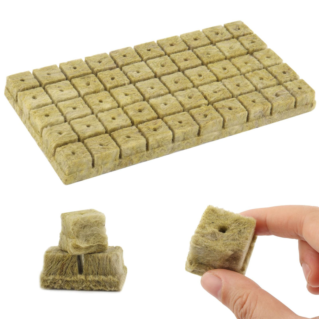 Pack of 50 Rock Wool Cultivation, 2.5 x 2.5 x 2.5 cm Rock Wool Grow Cultivation Cubes, Rock Wool Cultivation Hydroponics, Cultivation Cube Rock Wool Plants, Rock Wool Propagation Mat, Bottomless, for