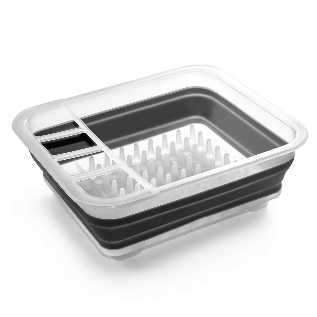 BINO BINO Collapsible Dish Drying Rack - Space Saving Folding Dish and Cutlery Drainer for Kitchen, Frosted