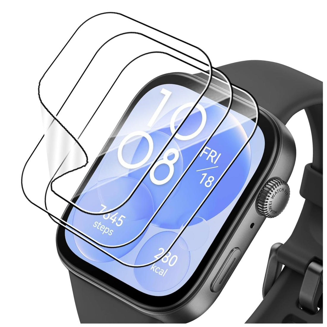 3 Pack Hydrogel Film Screen Protector Compatible with HUAWEI WATCH FIT 3, HD Clear Scratch Explosion-proof, Resistant Bubble Free Easy Installation, Ultra Thin TPU Full Coverage Flexible Soft Film