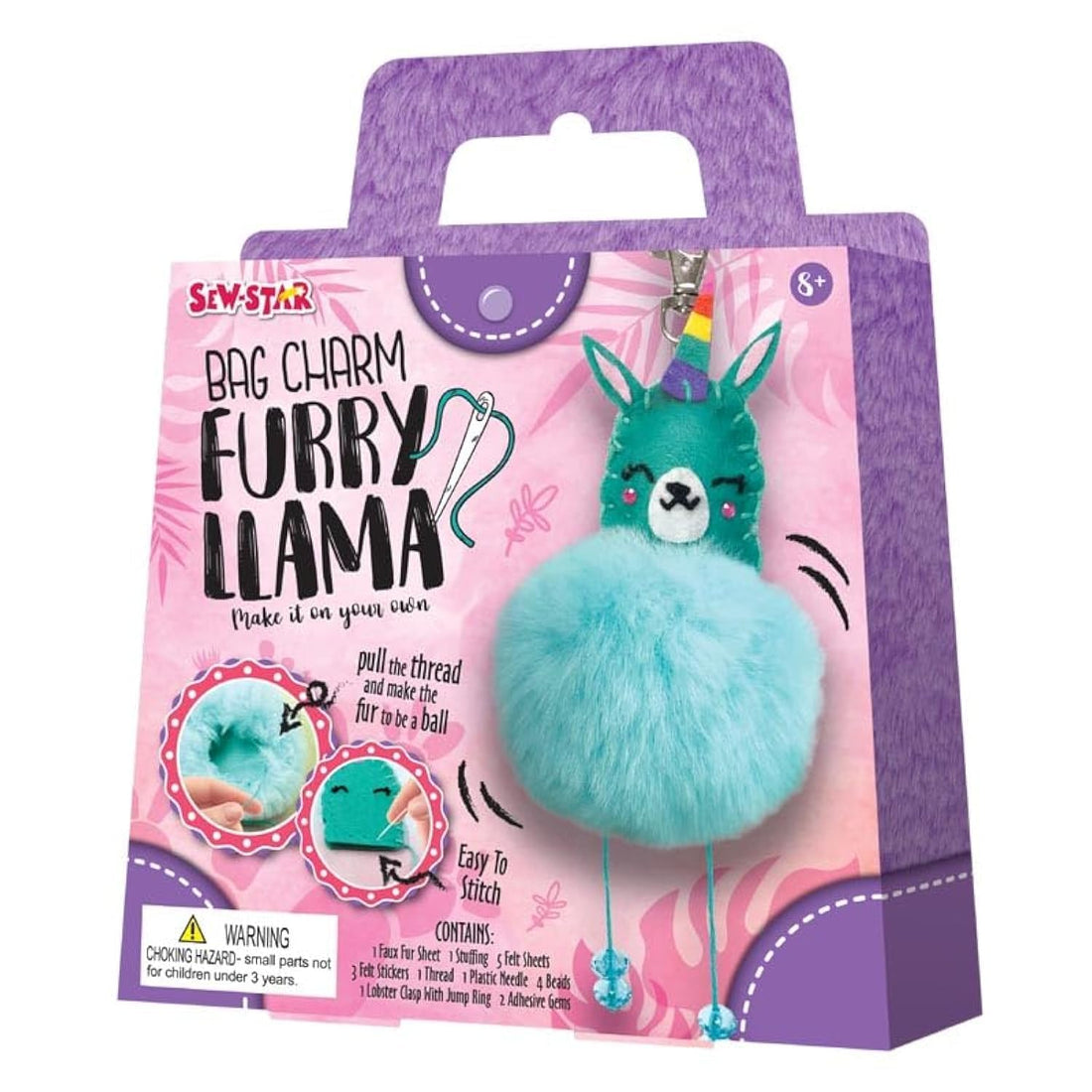 Bag Charm-Furry Llama - Make it on your own DIY for kids SS-19-055, 8+