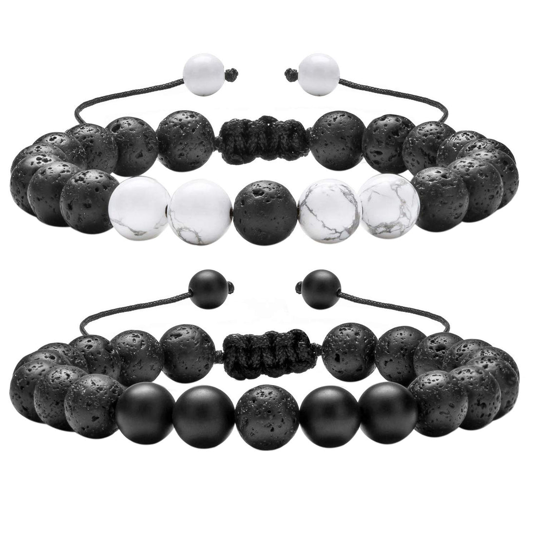 2PCS 8mm Lave Stone Diffuser Yoga Bead Bracelet Set Couples Friendship Relationship Beaded Essential Oil Wristband Bracelet
