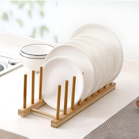 Bamboo Kitchen Organizer - Discover how versatile this bamboo kitchen organizer not only dries dishes, but also serves as a beautiful display for cookbooks and essential kitchen utensils.(1 Pack)