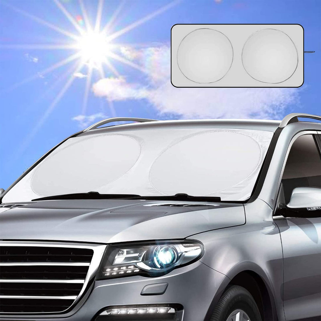 Car Windshield Sunshade - Blocks UV Rays Sun Visor Protector, Front Window Sunshades, Foldable Car Sunshade Windscreen for SUV Truck to Keep Vehicle Cooler, Easy To Use (160 * 83CM)