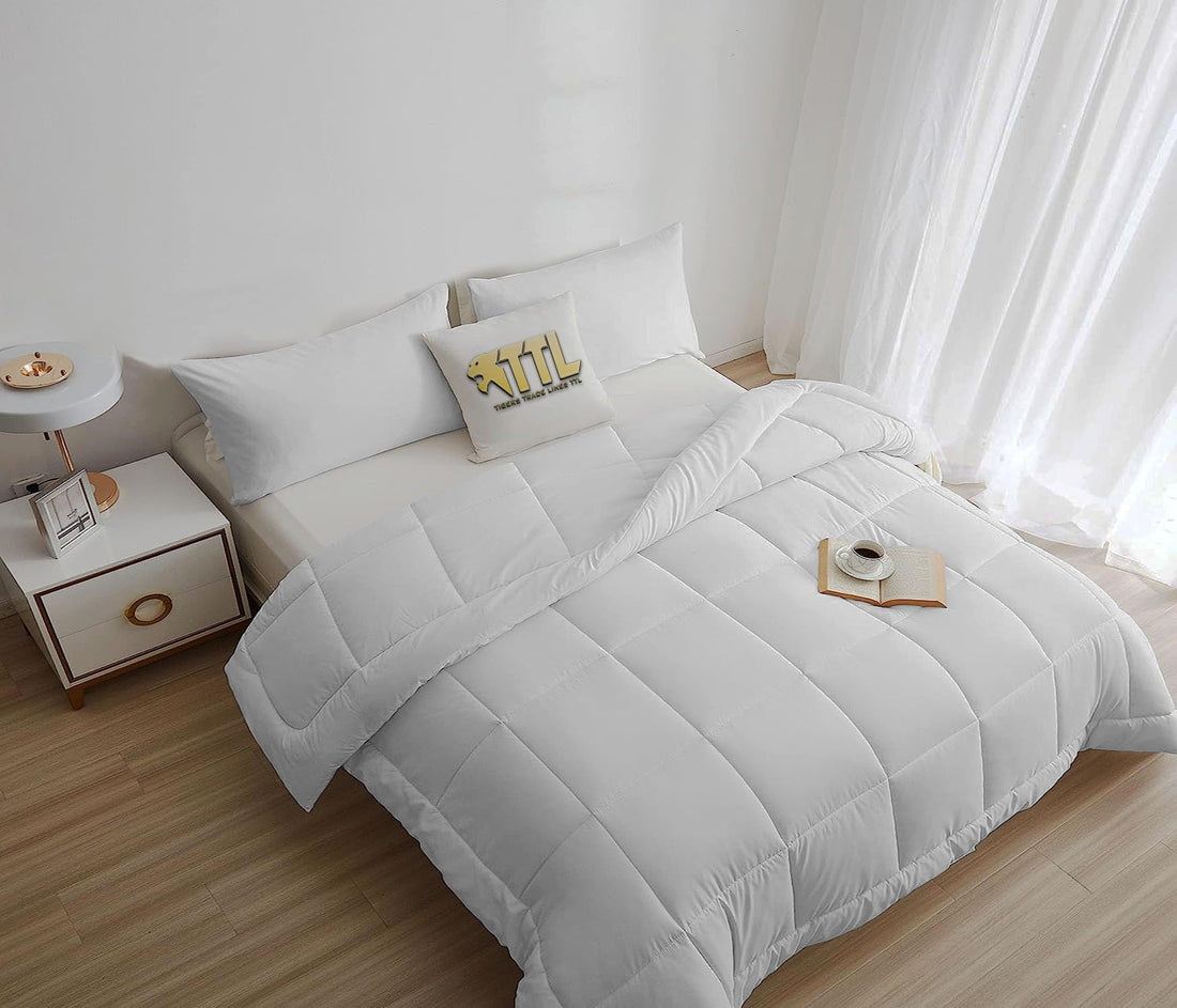 Tigers Trade Lines Summer Comforter Set: Luxurious Egyptian Cotton, Super Soft Fiber Filling, All-Season Bedding for Home, Hotels & Touristic Villages (White, 230cm*240cm (For Master Bed))