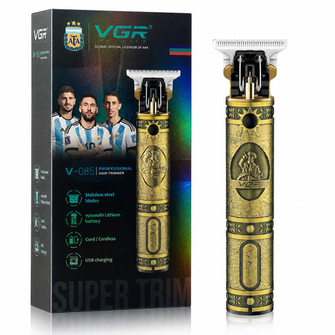 VGR V-085 Rechargeable Hair Clippers with Zero Gapped Baldheaded T-Blade Trimmer with Close Cutting, Cordless Hair clipper for men with 3 Guide Combs Brush 1500mAh Li-ion Battery, 180 minutes (Gold)