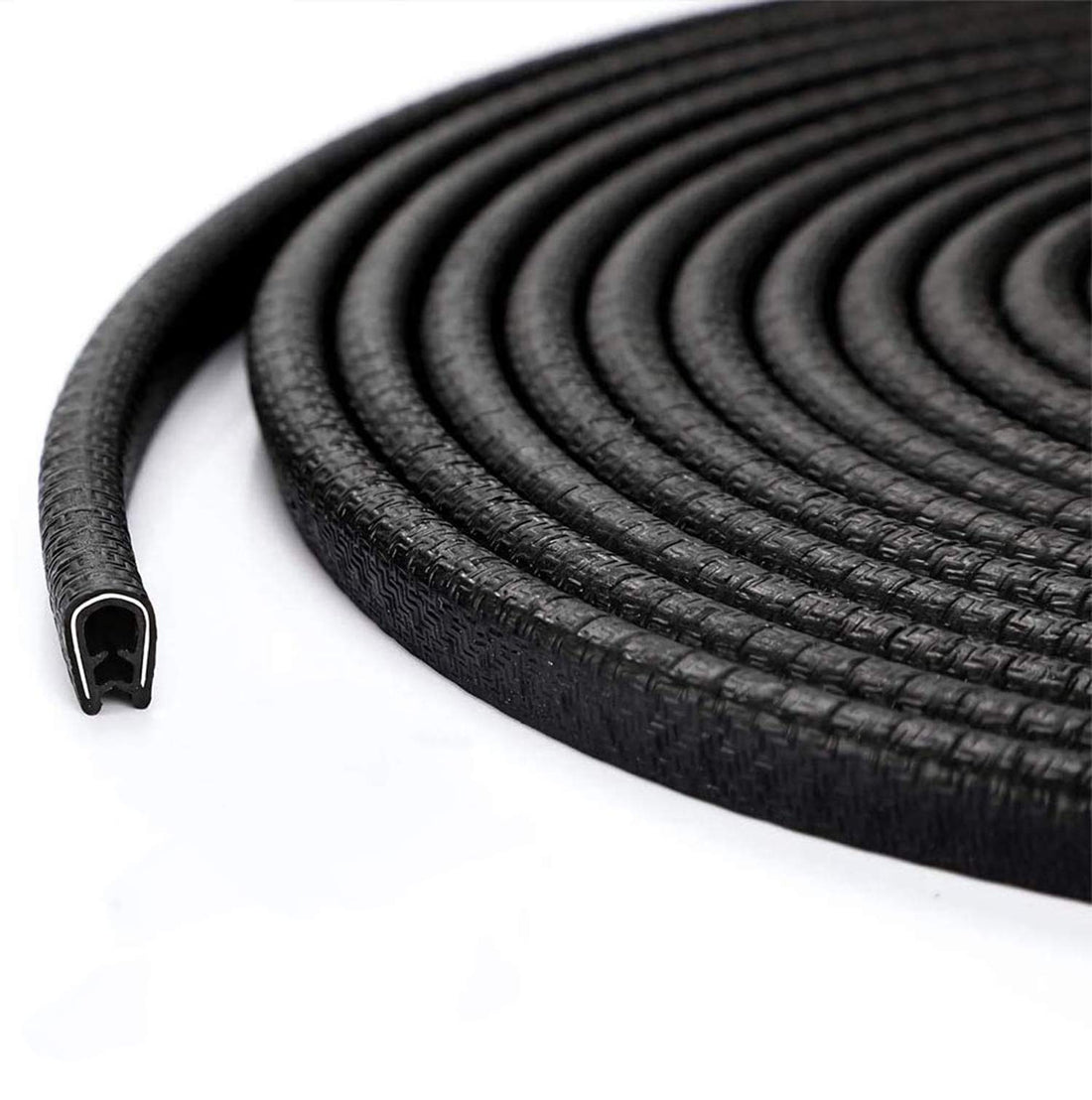 DELFINO 16.4 Ft (5M) U Shape Rubber Edge Trim Car Door Seal Guard Protector (No Glue Required) for Car Mental Edges Boat for SUV Sedan MPV and Most Models 2 mm (0.8in) * 5M