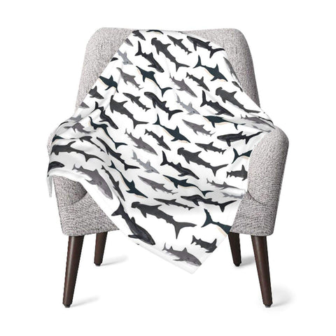 Sharks Nautical Boys Unisex Baby Blanket Super Soft Reversible Nursery, Swaddle Stroller Infant & Toddler Bedding for Kids 30 x 40 Inch(76x102cm)