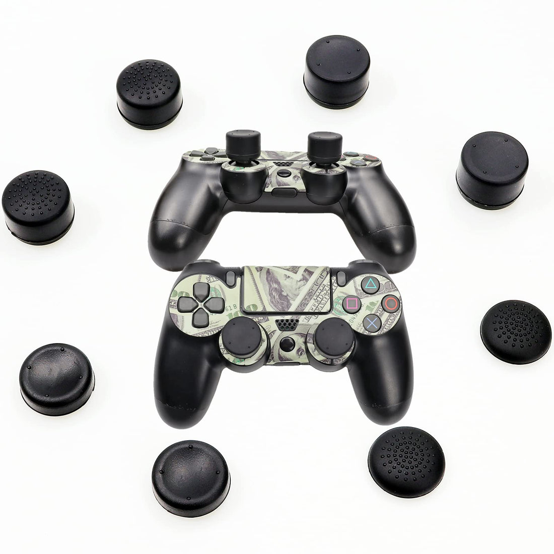 8pcs Joystick Grip for Ps5 Ps4 Controller, Silicone Thumb Grips Caps Cover Analog Stick for Playstation 5, Playstation 4, Xbox 360, Xbox One Controller (Black)
