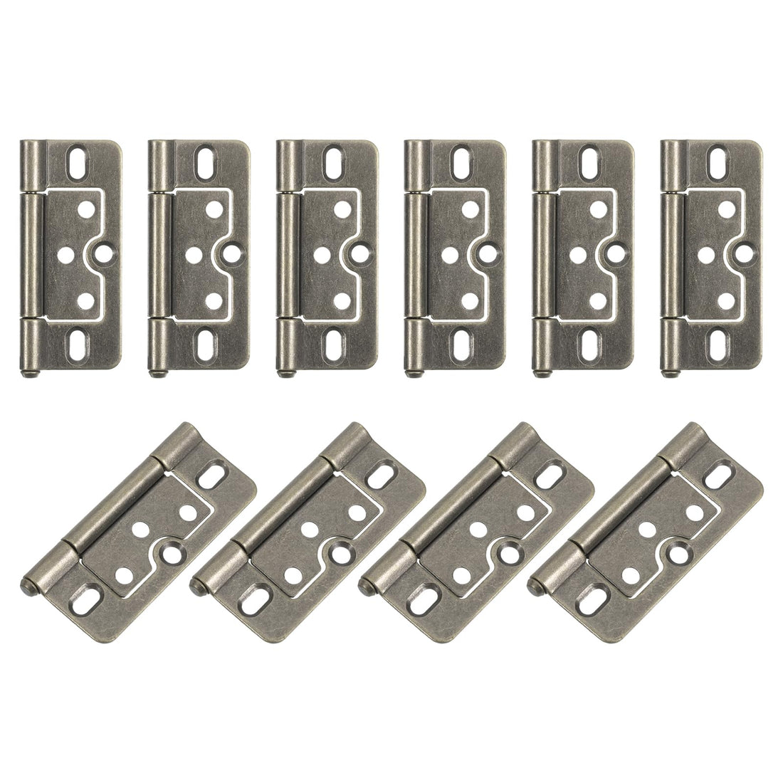 JAZZEEL A Set of 10, 7.6x3.6 cm (3x1.4 Inch) Bronze Non-Mortise Door Hinges - An Easy-to-Install, No-Noise Bifold Door Hinge for Cabinets, Furniture, and Windows - 10 Pack - Bronze