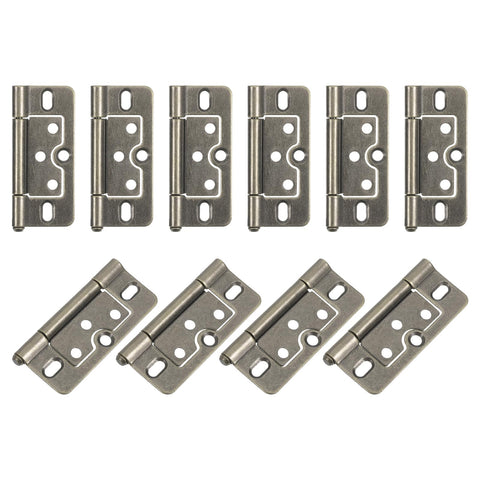 JAZZEEL A Set of 10, 7.6x3.6 cm (3x1.4 Inch) Bronze Non-Mortise Door Hinges - An Easy-to-Install, No-Noise Bifold Door Hinge for Cabinets, Furniture, and Windows - 10 Pack - Bronze