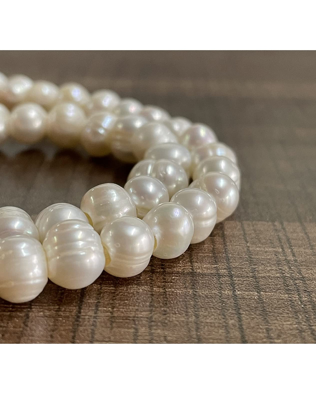 Natural Big Hole Pearl Beads 9-10mm White Freshwater Cultured Oval Stone Beads for Jewelry Making, 40pcs/Strand