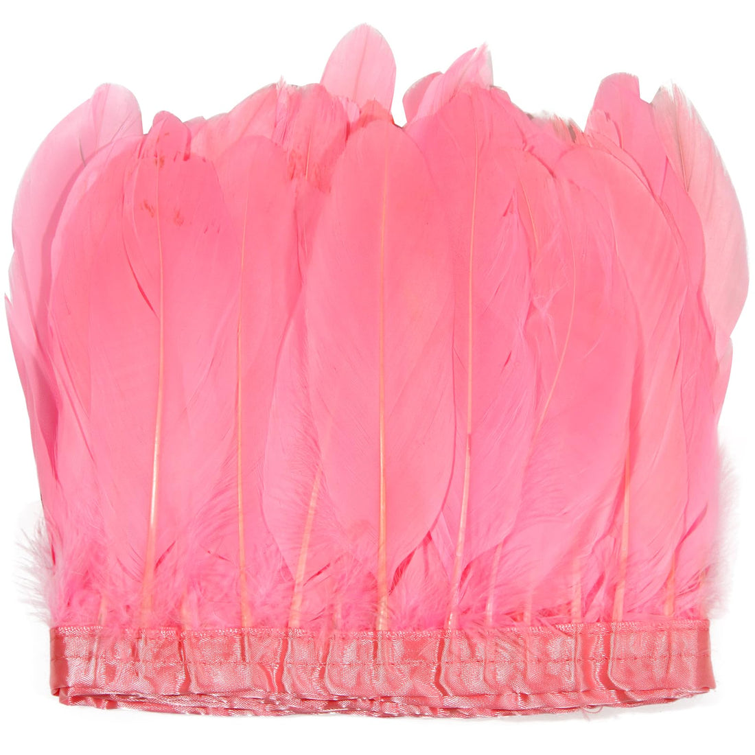2 Yards Natural Fluffiness Goose Feathers Trim Sewing Fringe 4-6inch for DIY Handicrafts Costumes Decoration,Pink