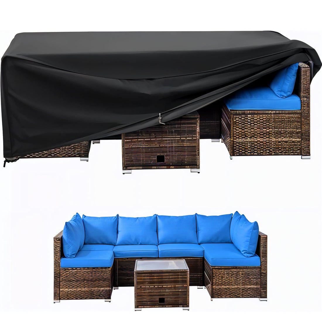 Waterproof Garden Patio Furniture Cover Set, (250x200x80) Upgraded 210D Heavy Duty Oxford Fabric UV Resistant for Rectangle Table Chair Sofa