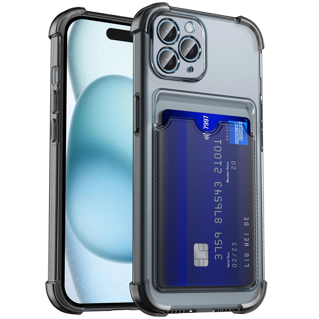 Dl3 Mobilak iPhone 11 Pro Max 6.5-Inch Case Clear Card Holder Back Wallet Crystal Transparent Soft TPU Shockproof Bumper Corner Drop Protection Phone Case Cover With Camera Lens Protection - Black