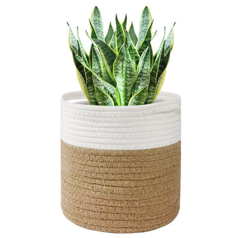 tenn well 30cm Indoor Pot for Plants with Liner, Cotton Woven Storage Basket Large Plant Pots for Indoor Plants, Flower Pot, Laundry Organiser and Home Decoration (30cm X 30cm)