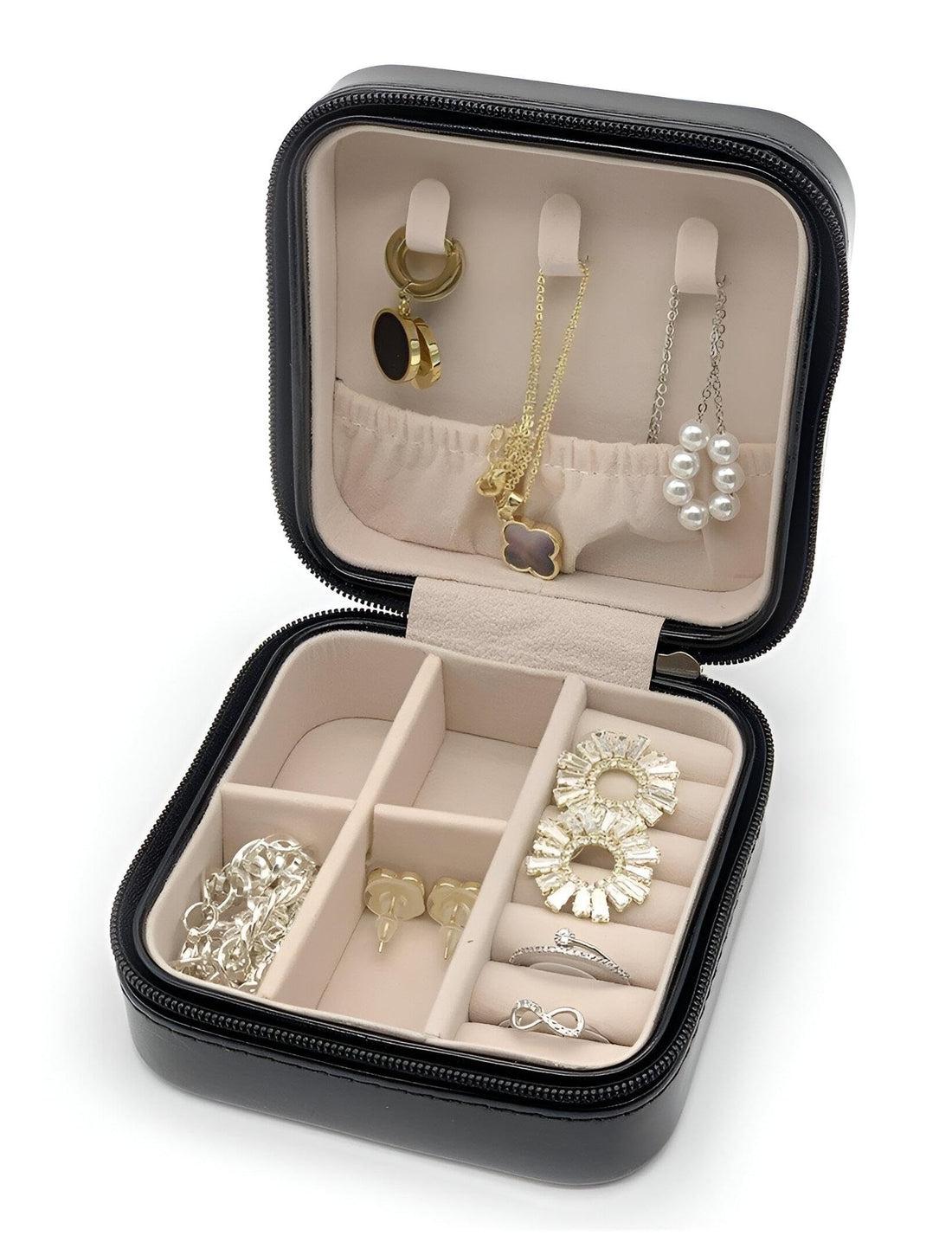 Practical Travel Jewelry Organizer, Durable Leather Ring Earring Organizer Case, Excellent Gift Idea for Ladies and Girls