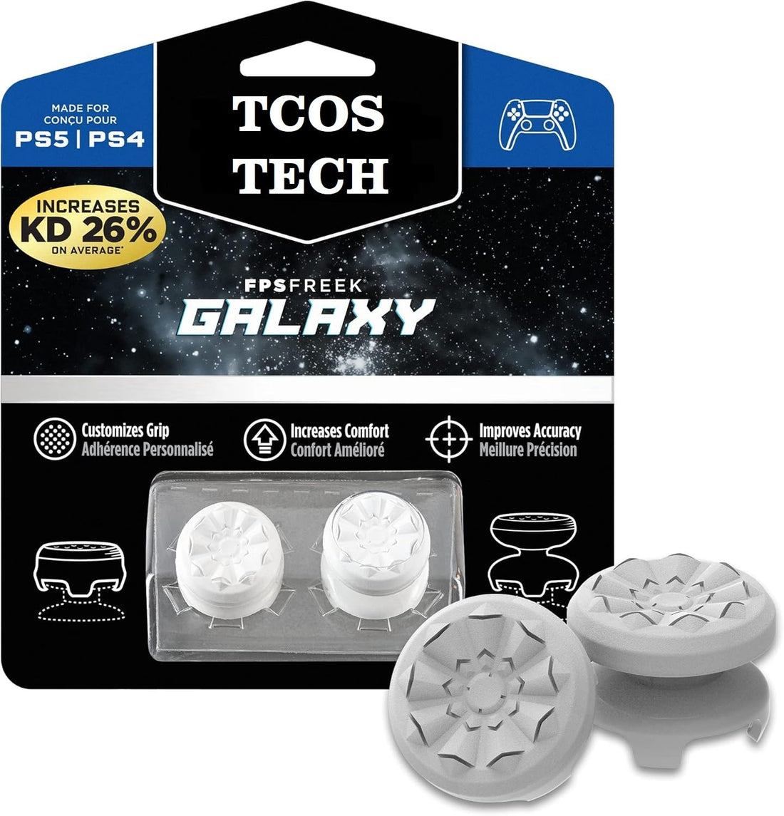 PS5 PS4 Controller FPS Freek Analog Extenders Galaxy Theme Thumbsticks for PS5 and PS4 Controller White