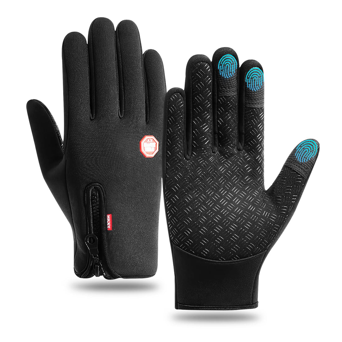 Cycling Gloves, Touchscreen, Padded & Warm, Wind & Waterproof, Non-Slip Silicone, Black, Unisex-Adults