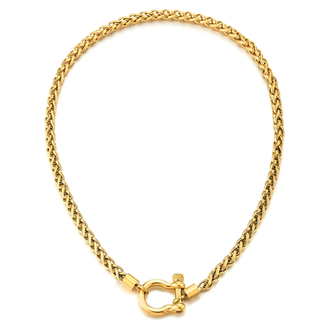 Anchor Pendant - Unisex Stainless Steel Nautical Necklace Crafted with Durable Foxtail Wheat Links and Polished Anchor Shackle Clasp for Distinctive Style, Strength, and Seafaring Inspiration