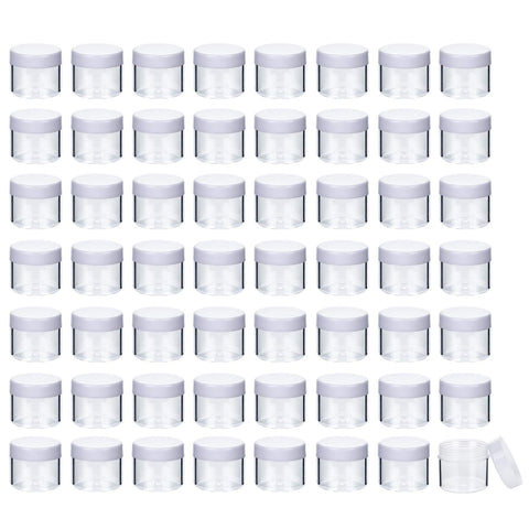 Bekith 60 Pack 0.7oz / 20 ml Round Plastic Pot Jars, Empty Sample Makeup Cosmetic Containers with Lids for Creams, Eye Shadow, Powder, Jewelry