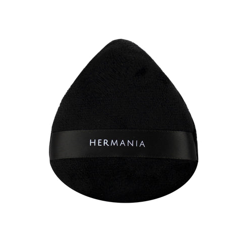 Hermania 1 Piece Big Triangle Powder Puff for Face & Body Loose Powder Washable Reusable Concealer Soft Plush Foundation Sponge Wet Dry Velvet Makeup Tool (Black)
