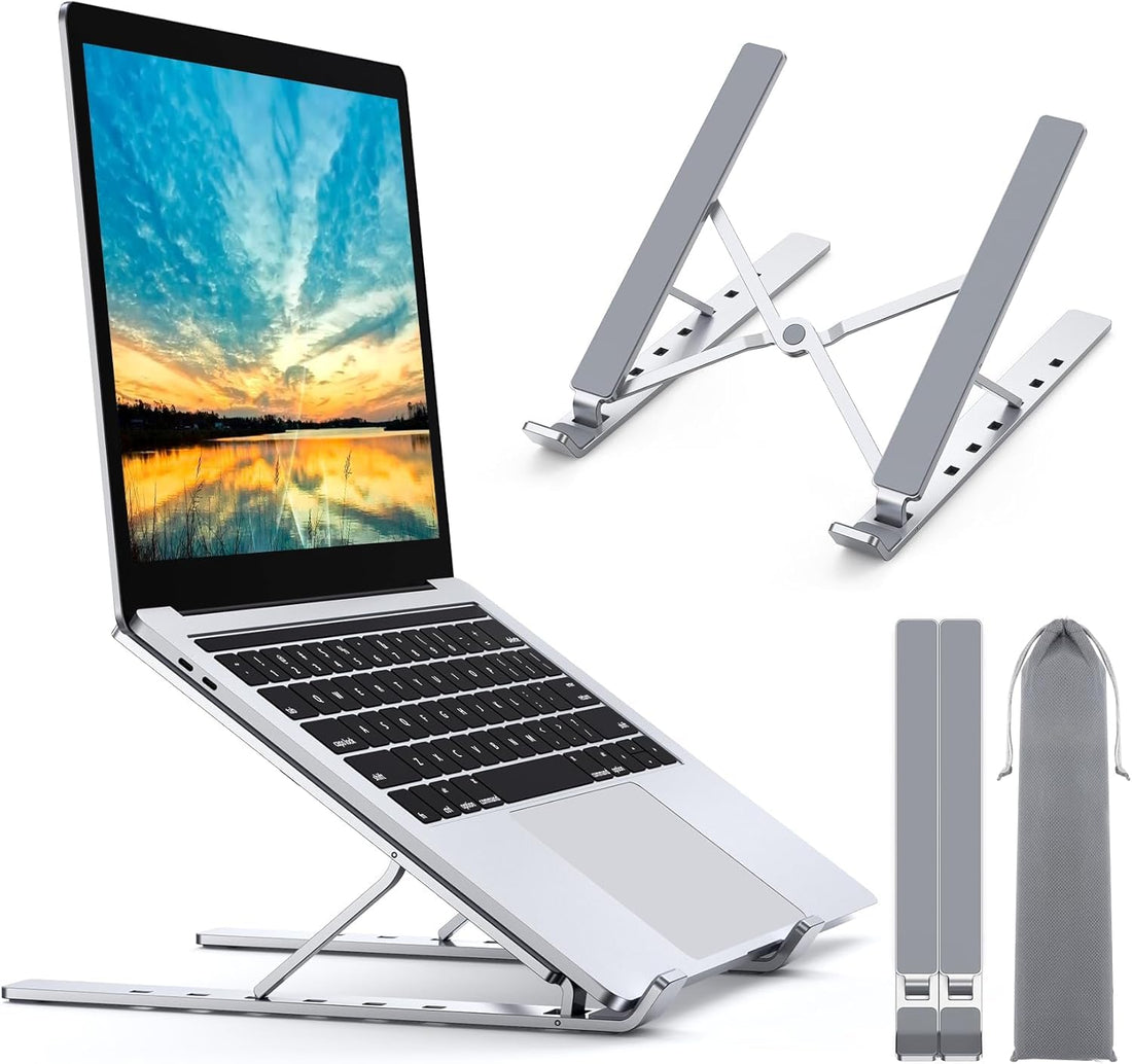 Circle M Aluminum Laptop Stand 9-Level Adjustable 10-15.6 Inch Silver Ventilated
