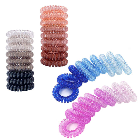 Spiral Hair Tie, 36 Pack - Phone Cord Hair Ties, Coil Hair Ties, Hair Coils for Women, Multicolor, Waterproof, Hygienic