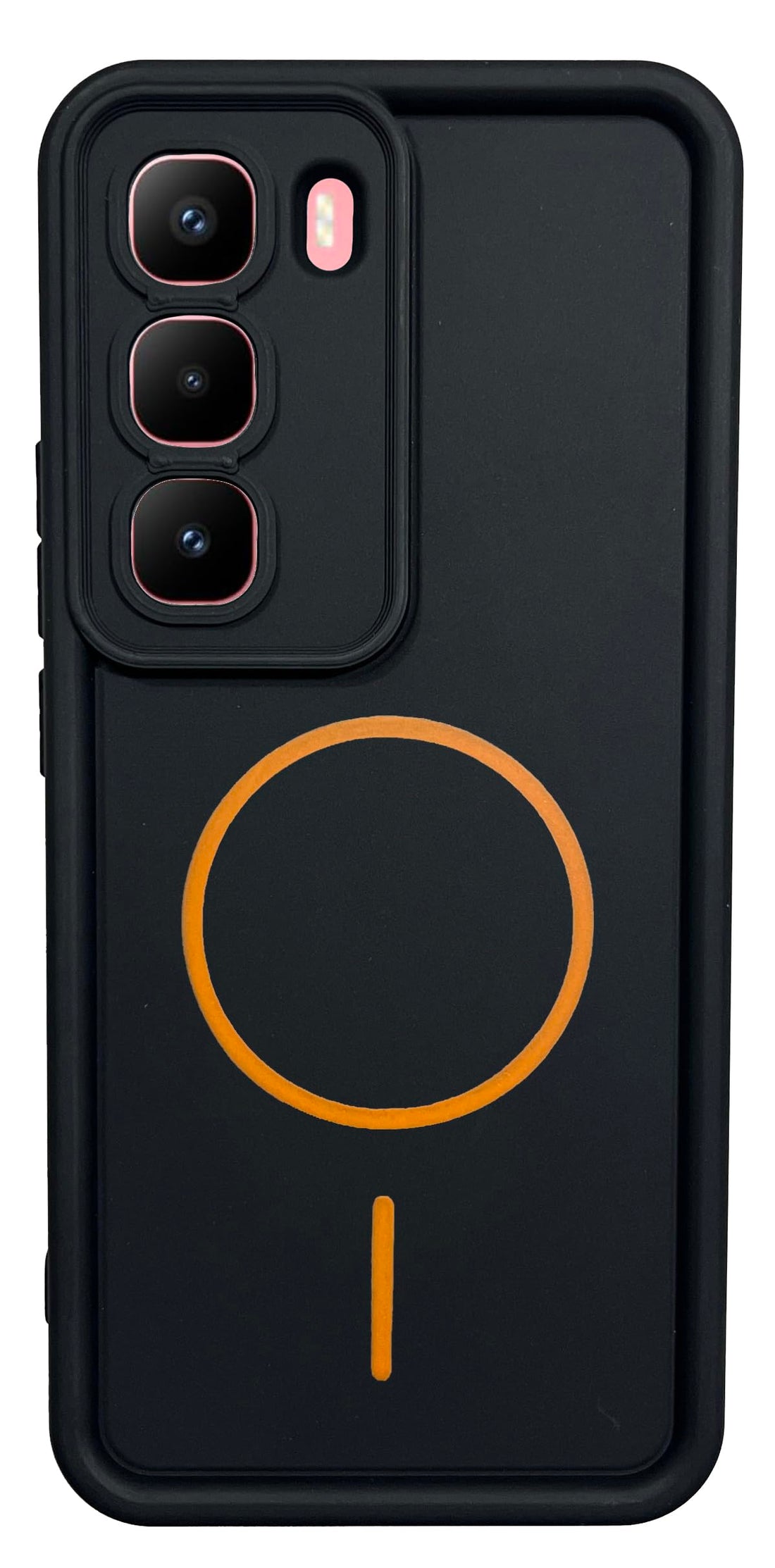 (For H60Pro+) Xpress Back Cover Solid Soft Silicon With Printed Magnetic Logo TPU Camera Protection Case For Infinix Hot 60 Pro Plus Anti-Shock Cover (Black)