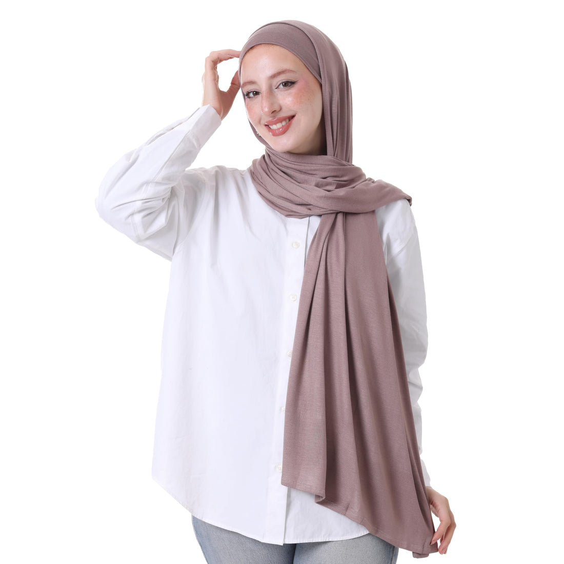2 in 1 Jill Hijab with Drawstring Bandana – Easy and Quick to Wear Hijab Veil with Separate Bandana – Stylish Practical Scarf for Daily and Outdoor Use – Size 200x60cm