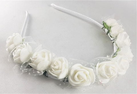 Head Band - Minimalist White Rose Decor for Modern Fashion Lovers, Stretchy Knit Fabric Provides All Day Comfort, Suitable for Thick or Thin Hair, Easy to Clean and Maintain for Daily Use