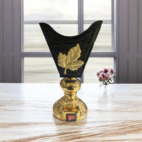 Portable Electric Incense Burner, Vintage Arabic Incense Holder Resin Oud Aroma Diffuser for Yoga, Spa, Aromatherapy, Home and Office Decor.(Black Leaf Incense Burner)