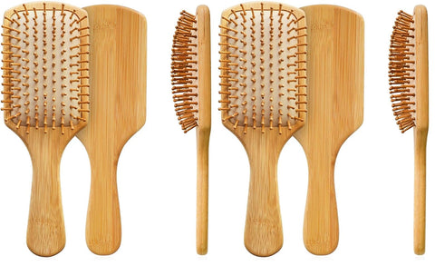Maestro Craft Hair Brush Eco-Friendly Natural Wooden Bamboo Air Paddle Detangle Hairbrush Massage Scalp for Long Curly Short Thick Thin Hair for Women Kids Men (Pack of 2)
