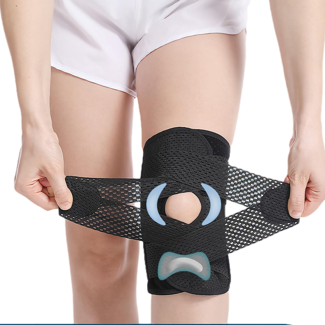 Adjustable Knee Support Brace for Men & Women - Meniscus & Patella Gel Pads - Ideal for Meniscus Tear, ACL & MCL Injury Recovery - Sports & Workout Knee Brace with Side Stabilizers(Black, XXX-Large)