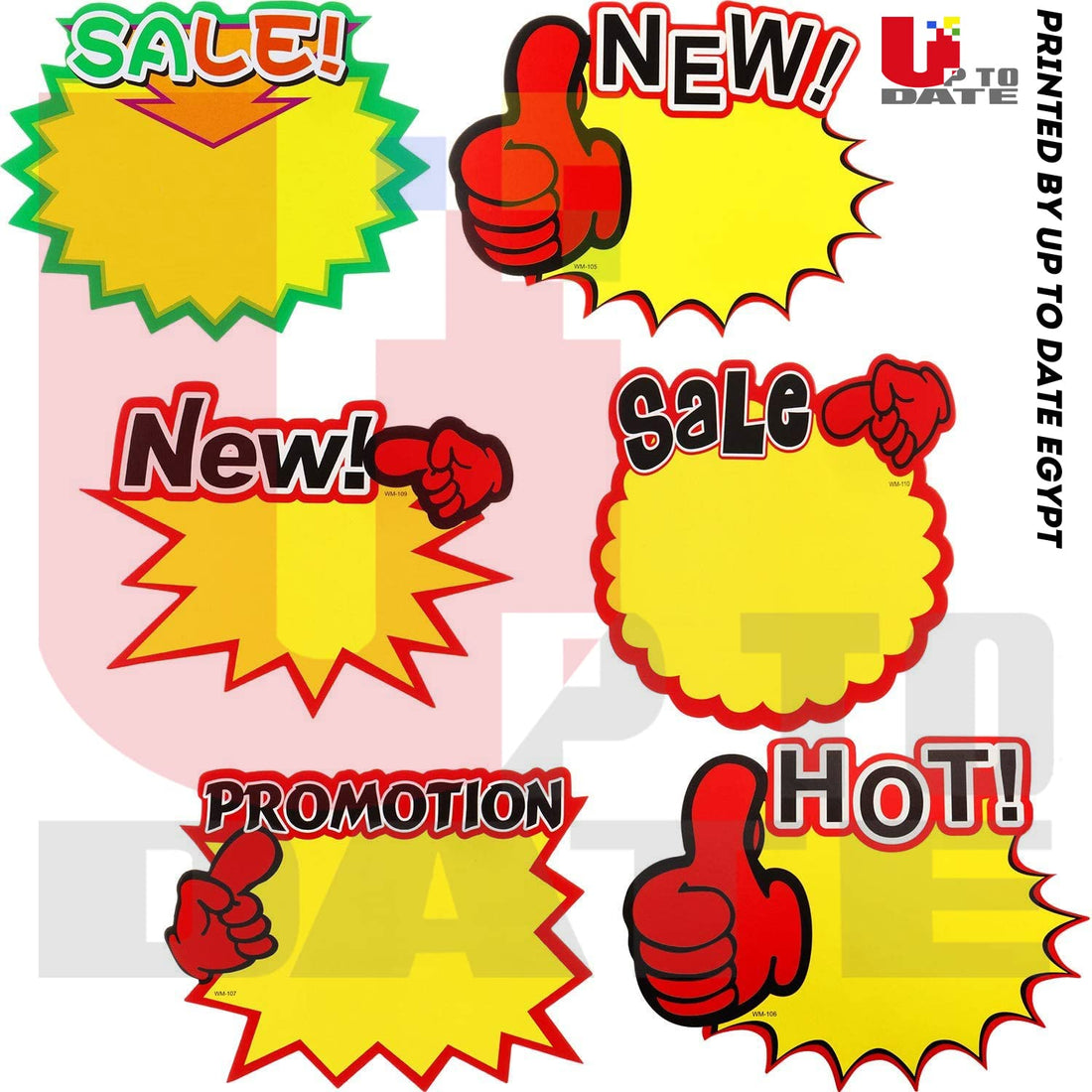 60pcs Sale Tag Cards 4" Price Statement Paper Signs Various Retail Store Prints BY UP TO DATE EGYPT