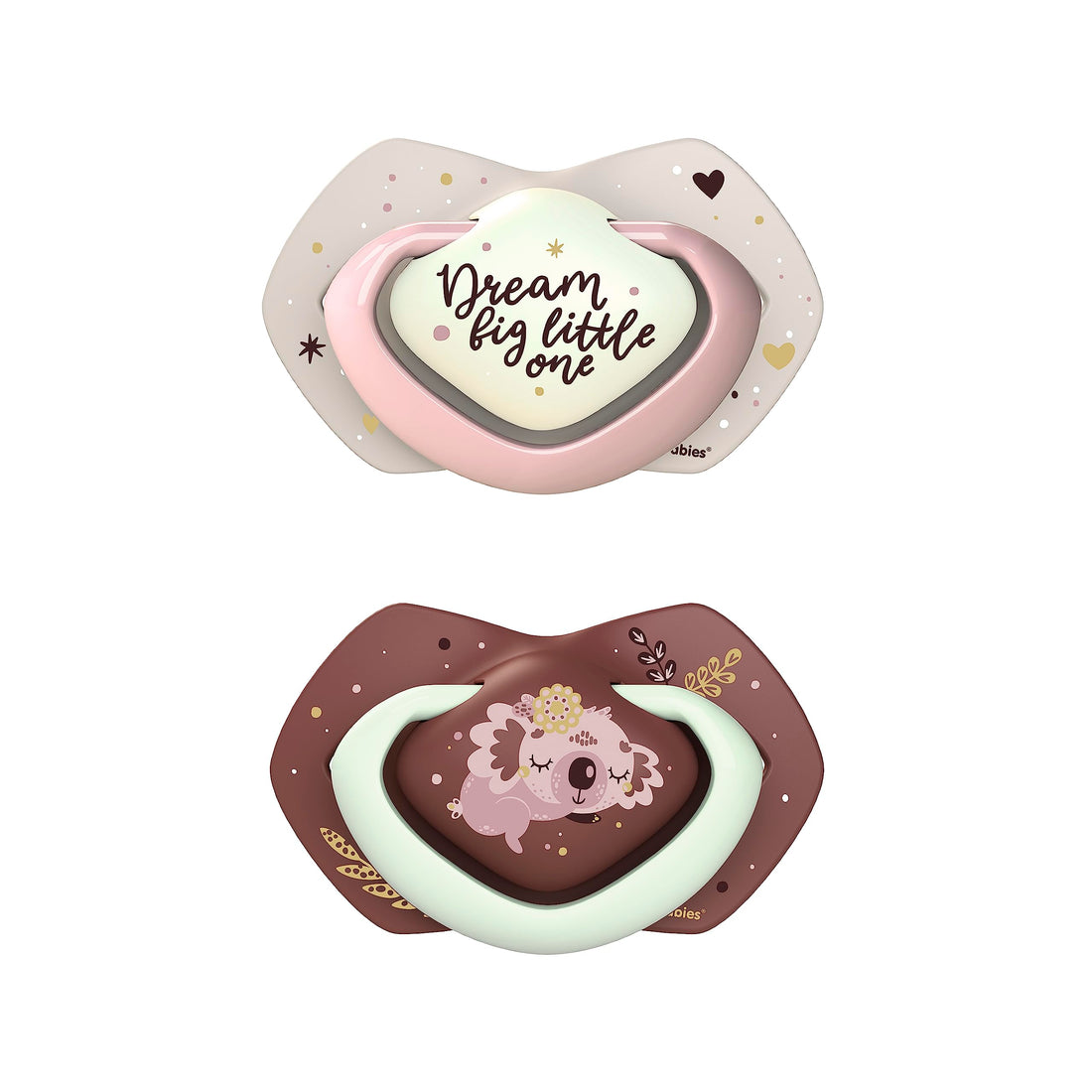 Canpol babies Silicone Symmetrical Glowing Soother 6-18m SLEEPY KOALA 2pcs PINK