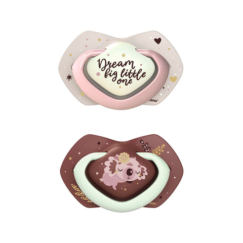 Canpol babies Silicone Symmetrical Glowing Soother 6-18m SLEEPY KOALA 2pcs PINK