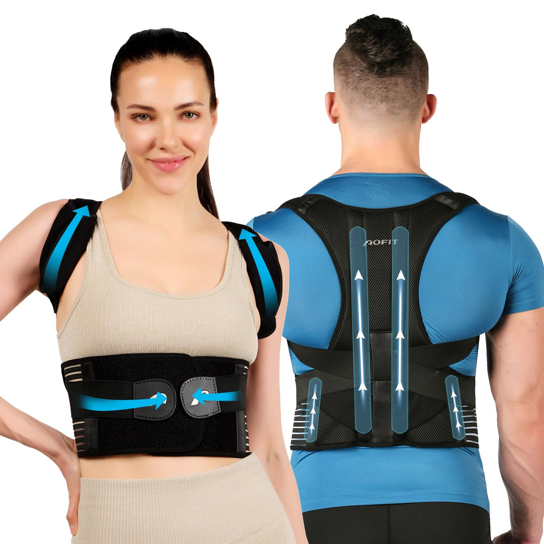 AOFIT Back Brace and Posture Corrector for Men and Women,Adjustable Back Brace Straightener Shoulder Upright Support Trainer for Body Correction and Neck Pain Relief