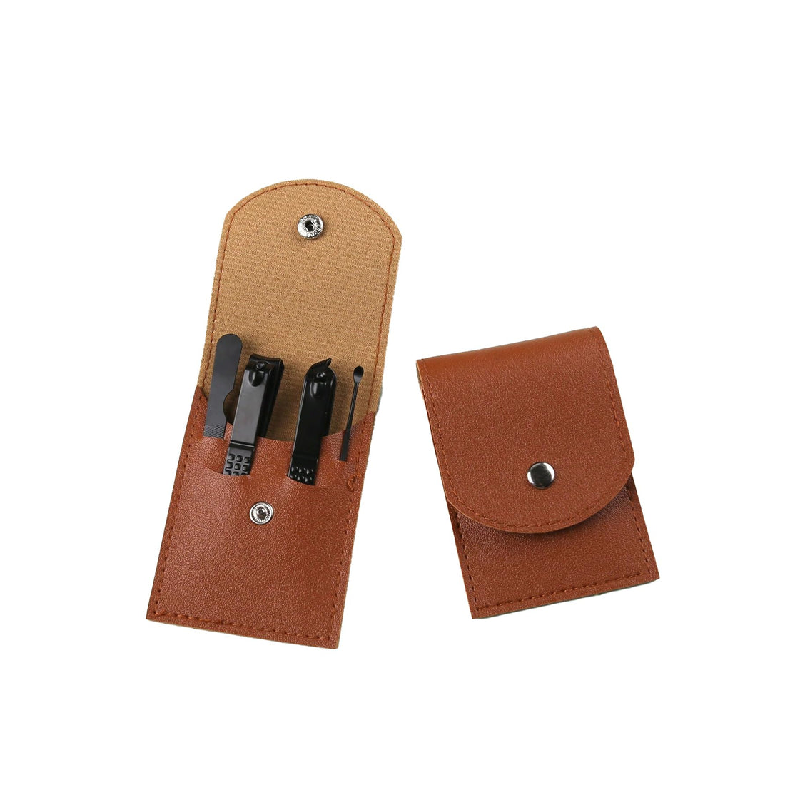 THE PACK Nail Clipper Set, 4pcs Stainless Steel Nail Clipper Kit with Brown Case, Cleaner, Dead Skin Remover Quickly Manicure Tools Stainless Steel for Men Women Nail Cleaner